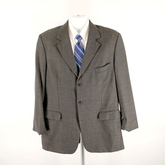 Brooks Brothers Gray Wool Sharksking W/ Brown Windowpane 3 Button Blazer 44L - Picture 5 of 13